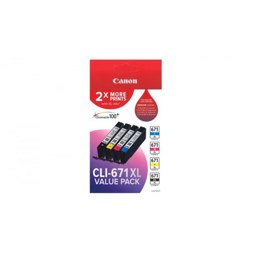 Canon CLI671XL Value Pack (1 X CLI671XL Bk/c/m/y)