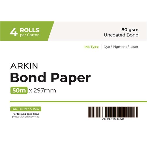 Bond Paper 80GSM - 297MM X 50M 4 Rolls/ctn
