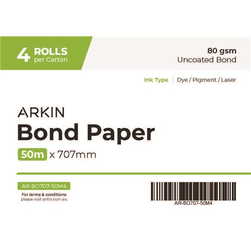 Bond Paper 80GSM - 707MM X 50M 4 Rolls/ctn
