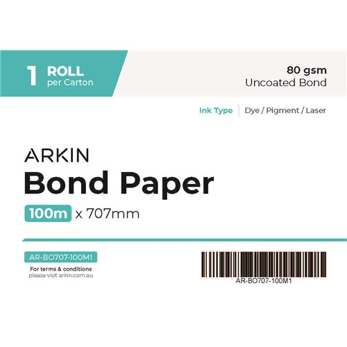 Bond Paper 80GSM - 707MM X 100M 1 Roll/ctn