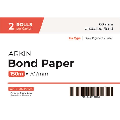 Bond Paper 80GSM - 707MM X 150M 2 Rolls/ctn