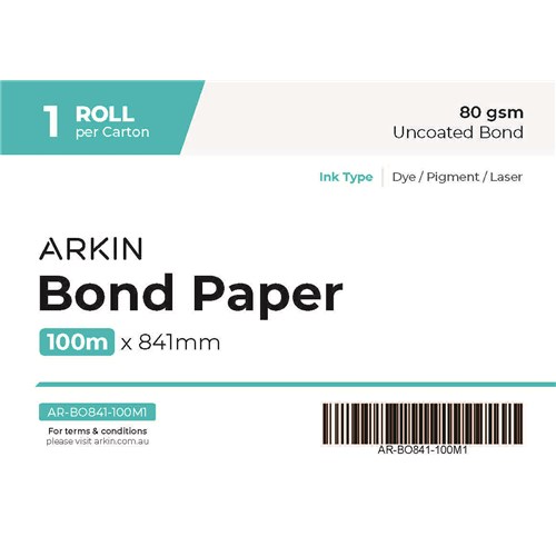 Bond Paper 80GSM - 841MM X 100M 1 Roll/ctn