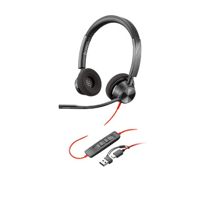 Poly Blackwire 3320 Stereo Mic Rosoft Teams Certified USB-C H Eadset +Usb-c/a Adapter