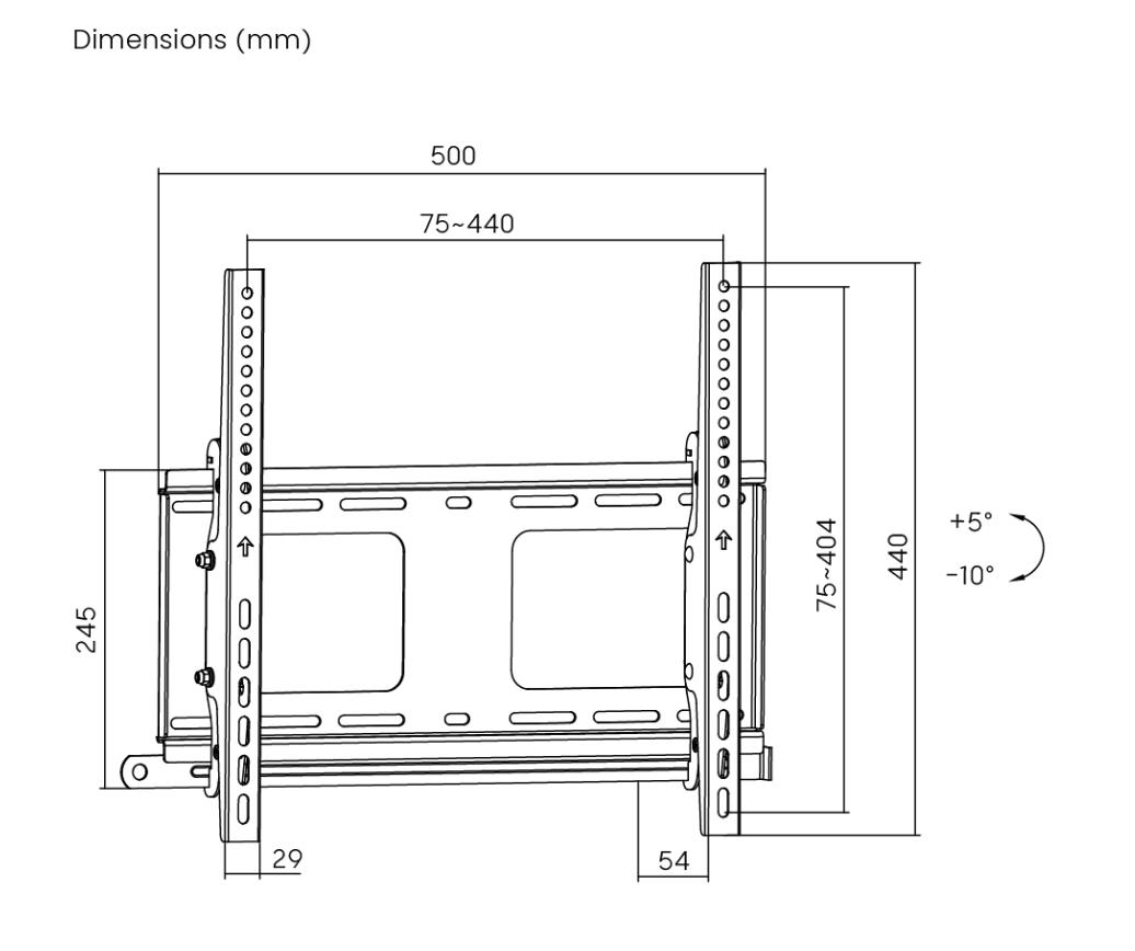 Arkin ANTI-THEFT Wall Mount for 32" to 55" Tv Up to 80KG Slim Design 54MM Tilt