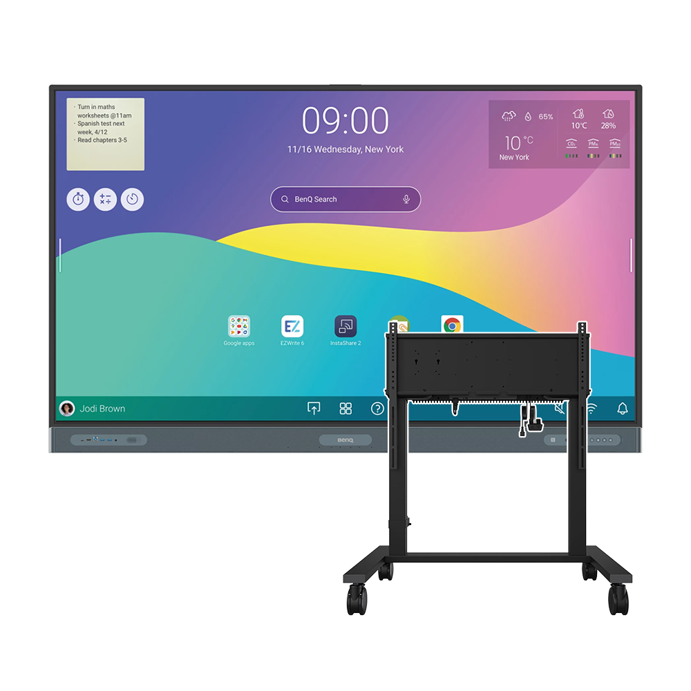 Benq 65" RP6504 4K 450 Nits Android 13 and MT02E Motorised Height Adjustable Trolley
