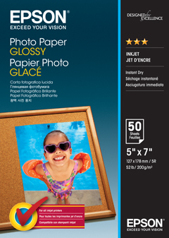 Epson C13S042545 Photo Paper Glossy 5X7 50 Sheets 200 Gsm