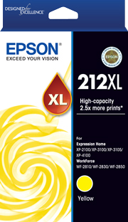 Epson 212XL Yellow Ink for XP-4100 XP-3105 XP-3100 Xp- 2100 WF-2850 WF-2830 WF-2810