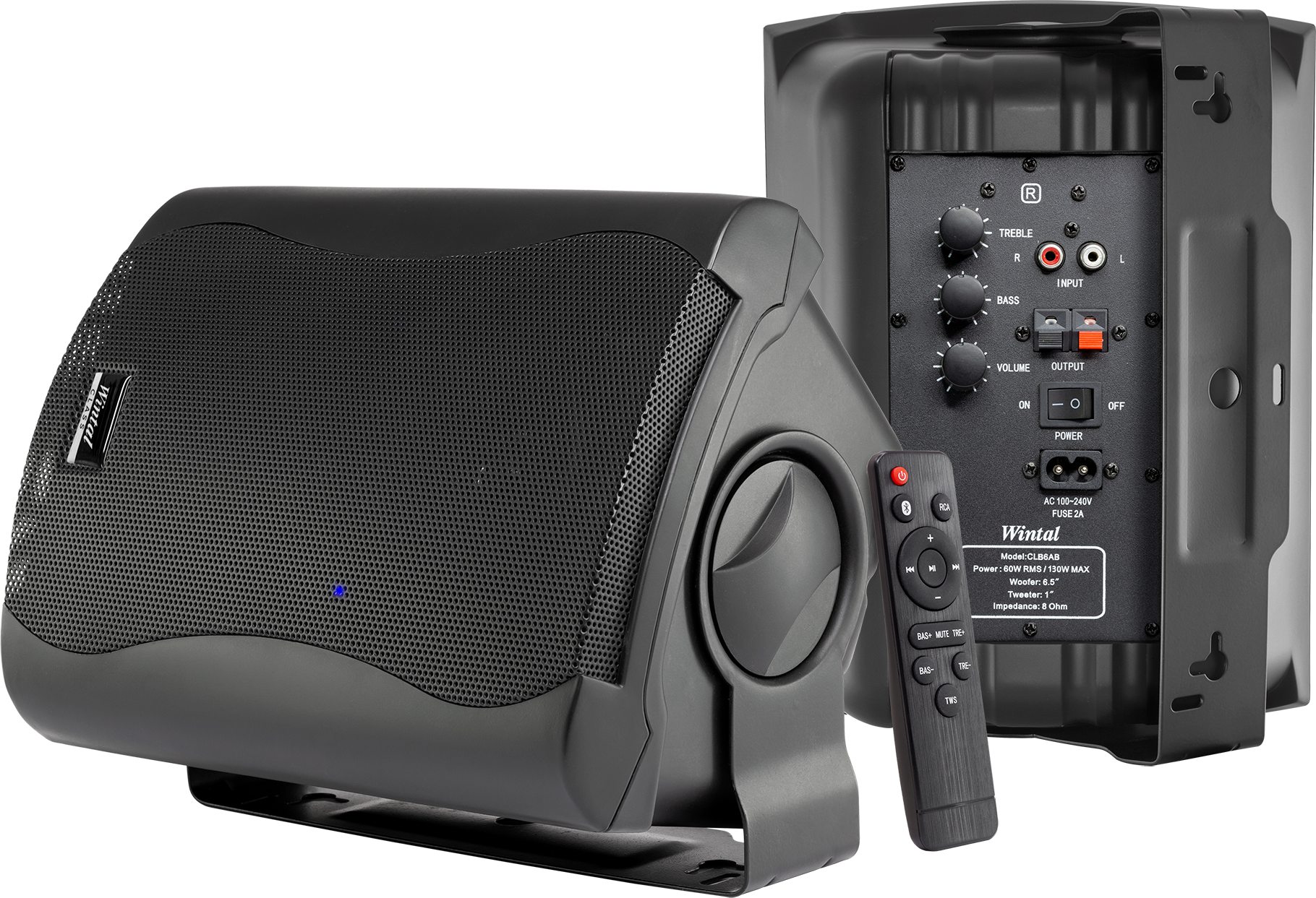 Wintal CLB6AB 6" Active Box Speakers 60W Rms 130W Max Bluetooth - Black
