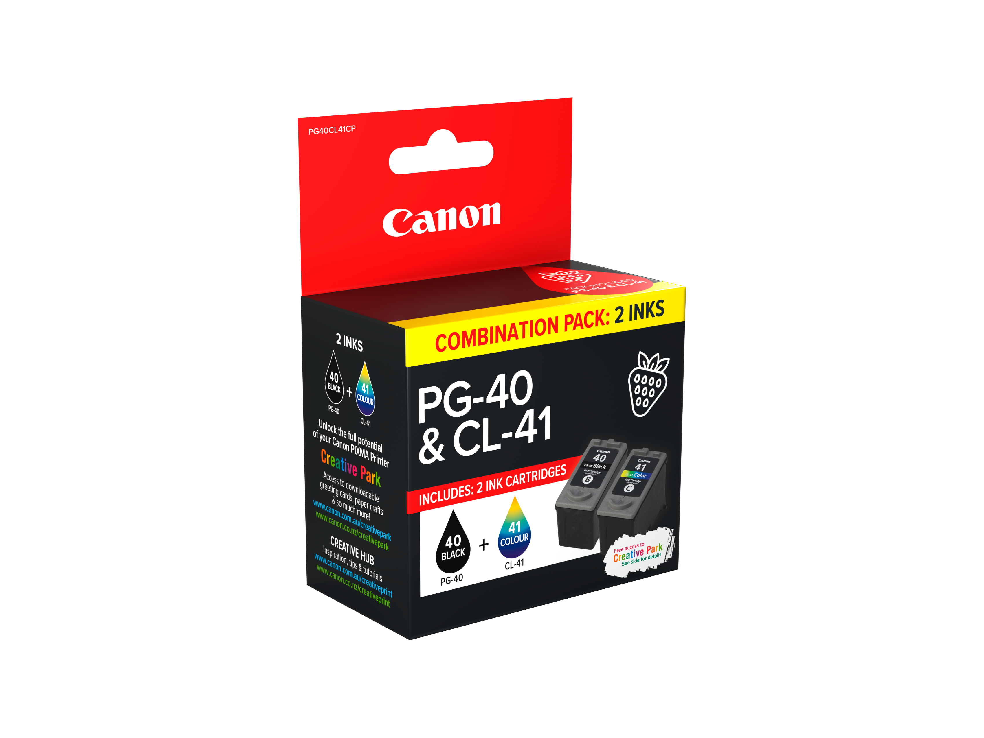 Twin Combination Pack 1X PG40 Black Ink Cart; 1X CL41 Fine Colour Ink Cart