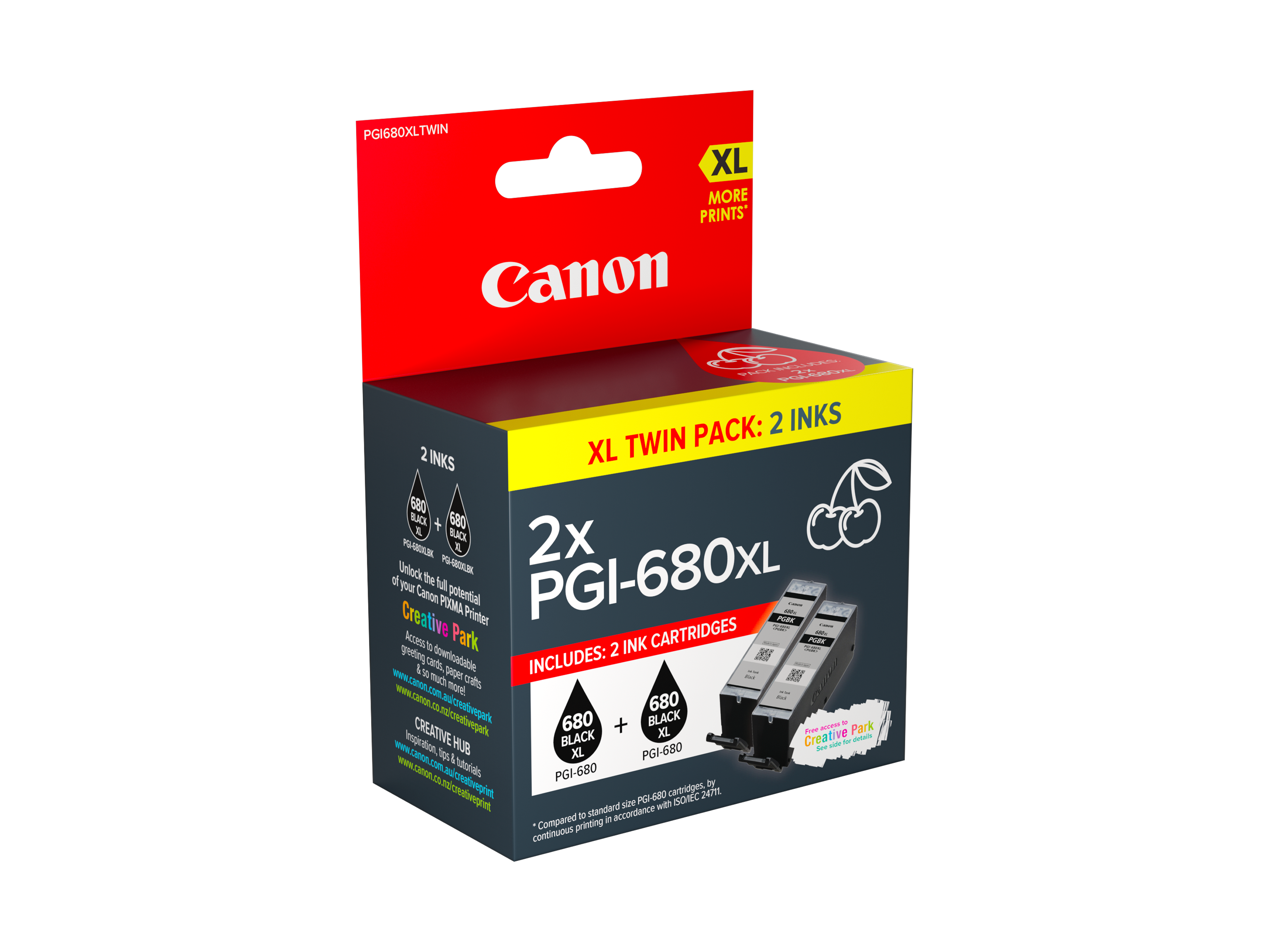 Canon PGI680XLBK Blk Ink Twin Pk Tank 400 Pages for TR7560 TR8560 TS6160 TS8160 TS9160