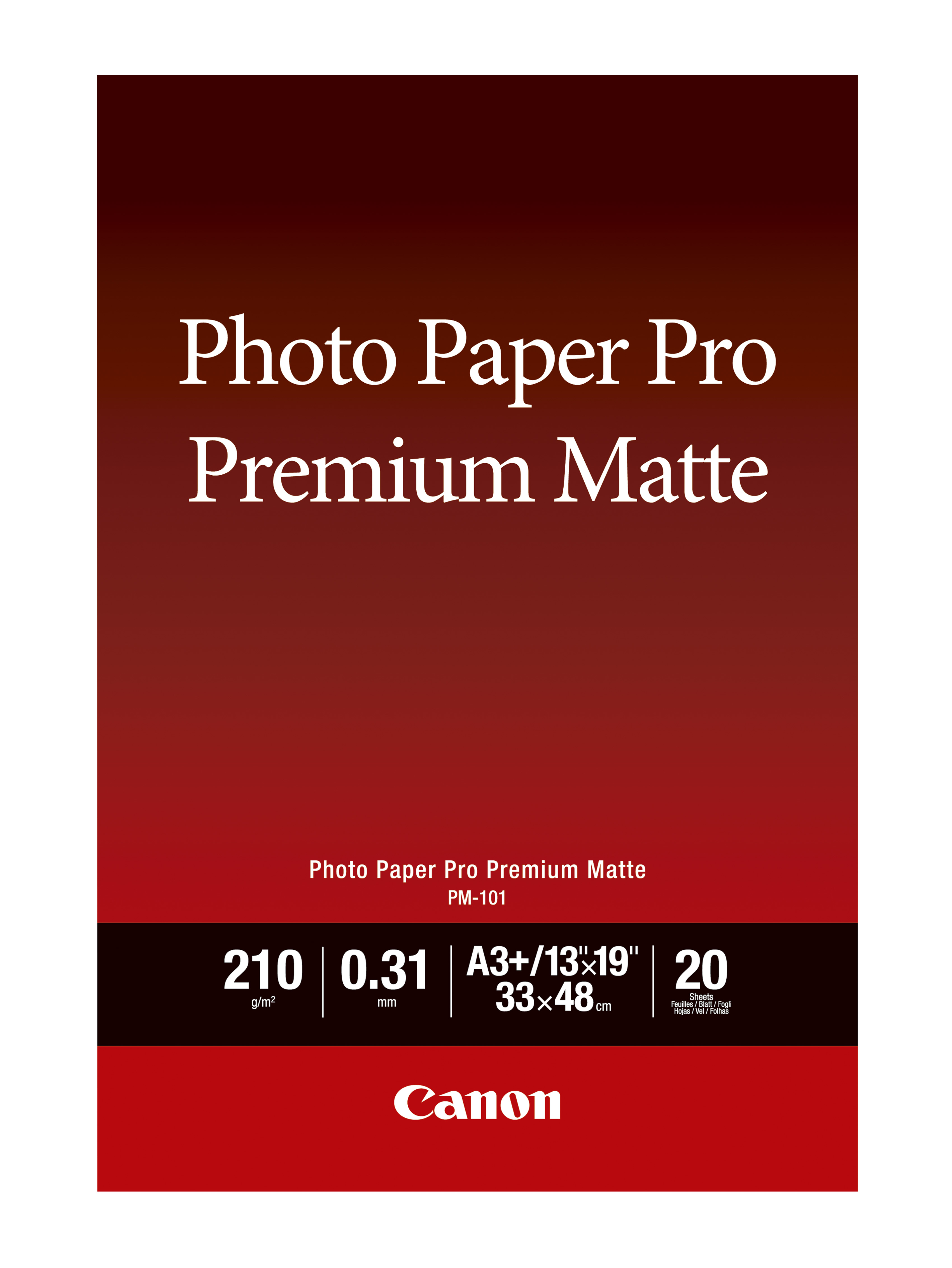 Canon PM101A3+ 20 Sheets 210 Gsm Photo Paper Pro Prem Matte Smooth Texture