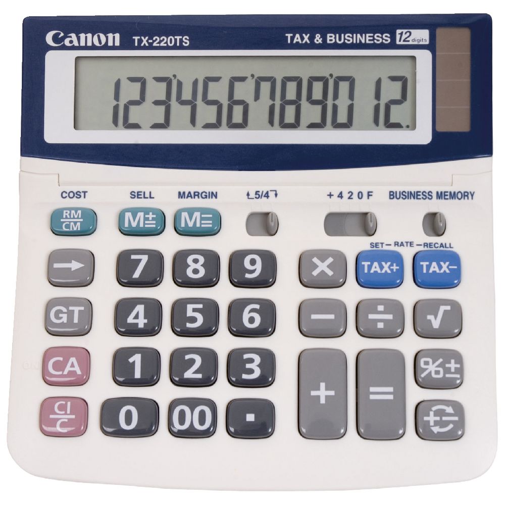 TX220TS 12 Digit Dual Power Tax Business Function Adjustable Display