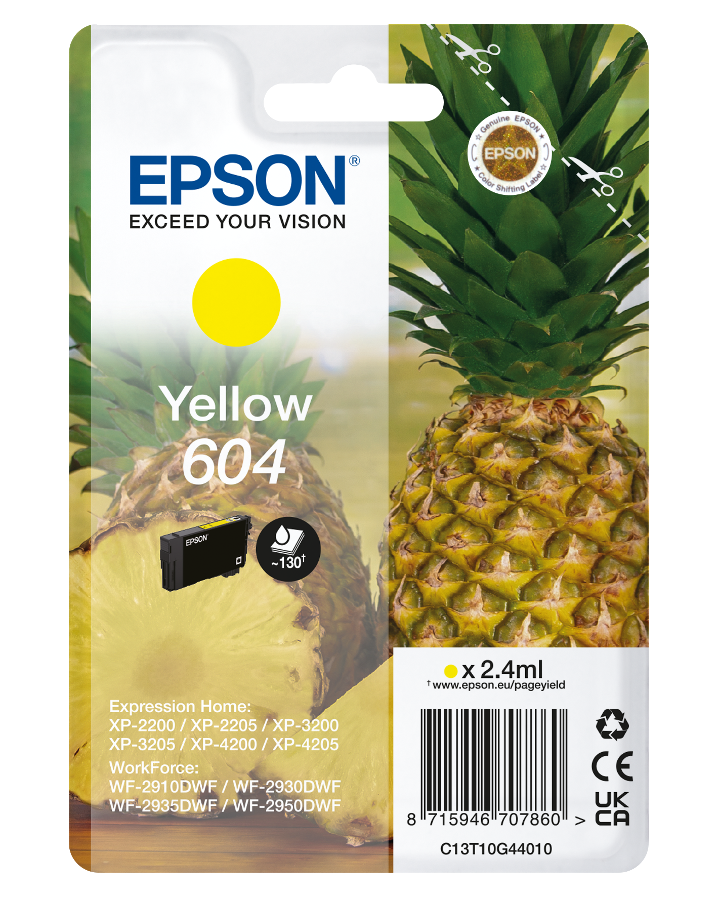 Epson 604 Std Yellow Ink XP-2200 XP-3200 XP-4200 WF-2910 WF-2930 WF-2950