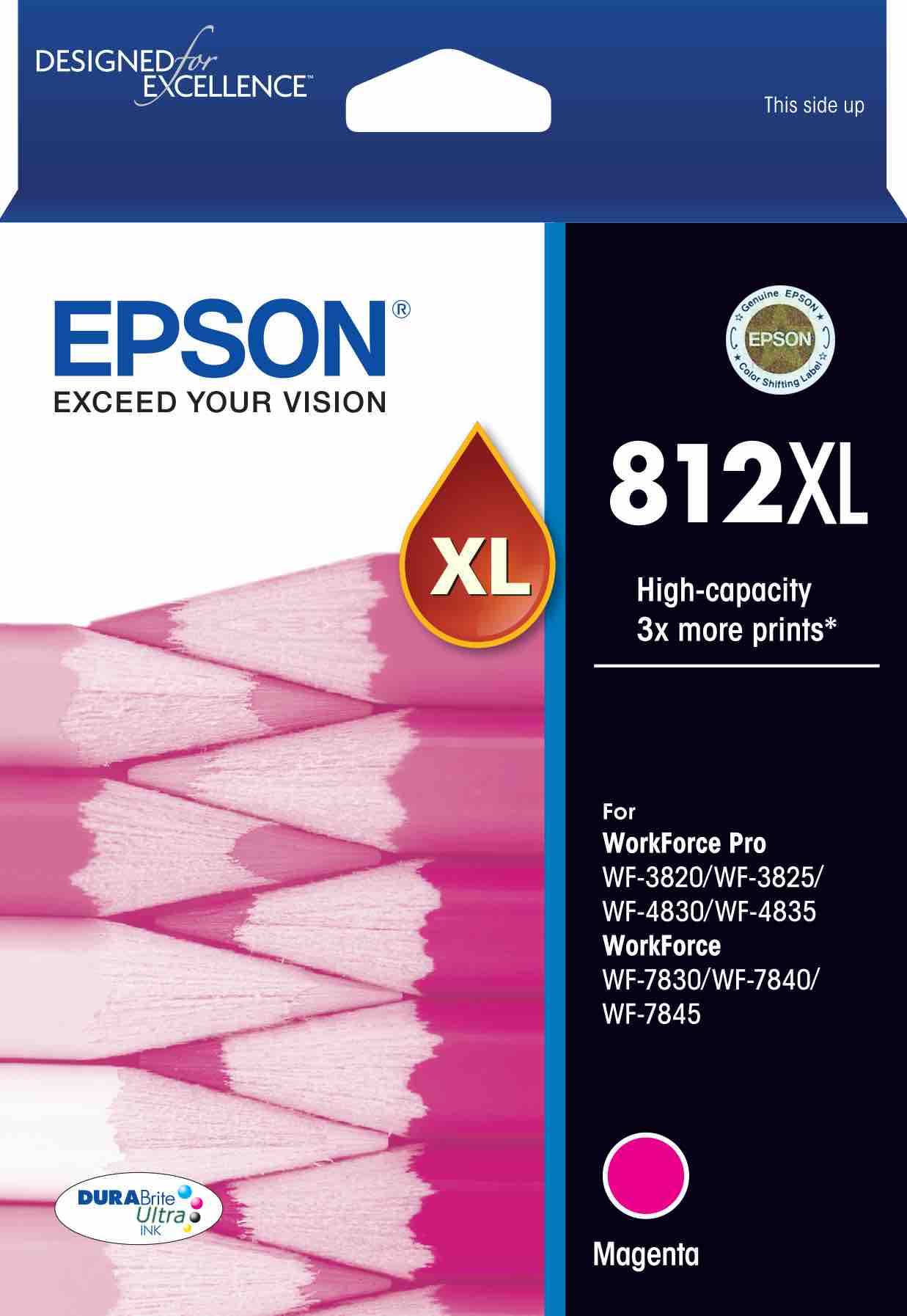 812XL Hi Cap Durabrite Ultra Magenta Ink Suits WF-3820 3825 4830 4835 7830 7840 7845