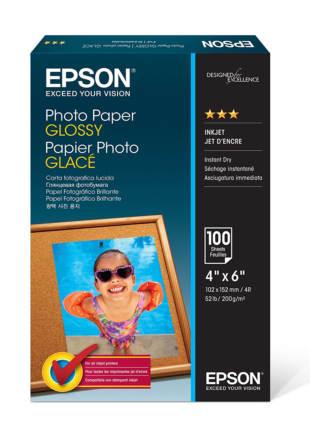 Epson C13S042548 Photo Paper Glossy 4X6 100 Sheet