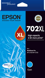 Epson 702XL Cyan Ink Durabrite WF-3720 WF-3725