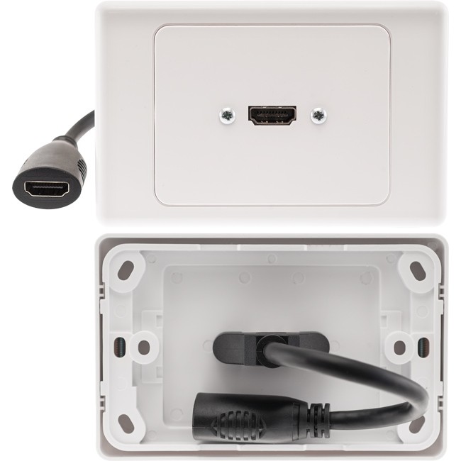 Horizontal Hdmi Wall Plate with Flexible Rear Socket Single 1X Hdmi