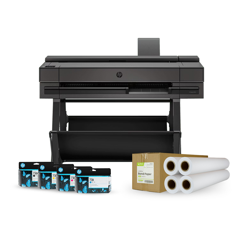 HP DesignJet T850 36-in MFP + 1 x ink set (4 tanks) + 1 box of paper (4x50m rolls)