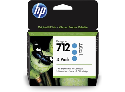 HP 712 3-pack 29ml Cyan DesignJet Ink Cartridge