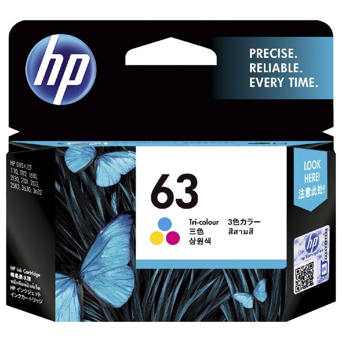 HP 63 Original Ink Cartridge for DeskJet 1110/1115/2130/2135/3630 Printer Series 165 Pages Yield Tri-color