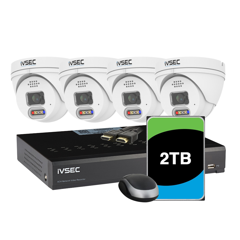 Lx Series Kit 8 X NC119XA 4MP IP Cam + IVNR008XB-2TB 8 X POE NVR 4K Ivs