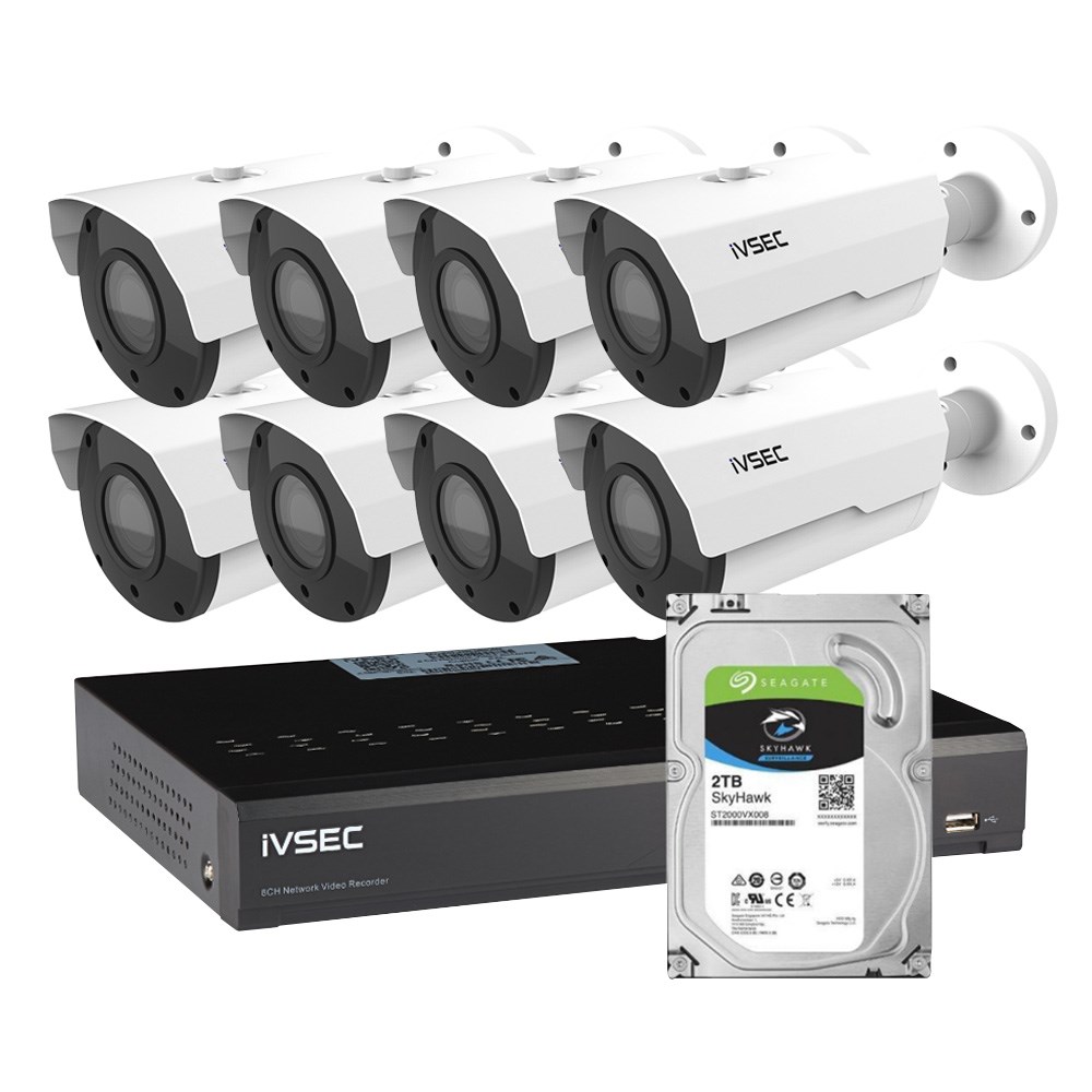 Lx Series Kit 8 X NC317XC 5MP IP Cam + IVNR008XB-2TB 8 X POE NVR 4K Ivs