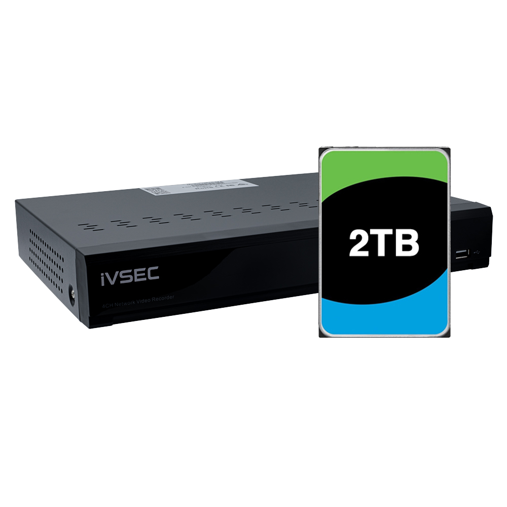 Ivsec NR004XB NVR 4 Channels 12MP 4 X POE Ports 1 Bay H265+ 4K Hdmi Basic Ivs