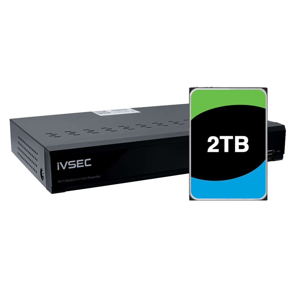 Ivsec NR008XB NVR 8 Channels 8MP 8 X POE Ports 1 Bay H265 4K Hdmi 2TB Installed