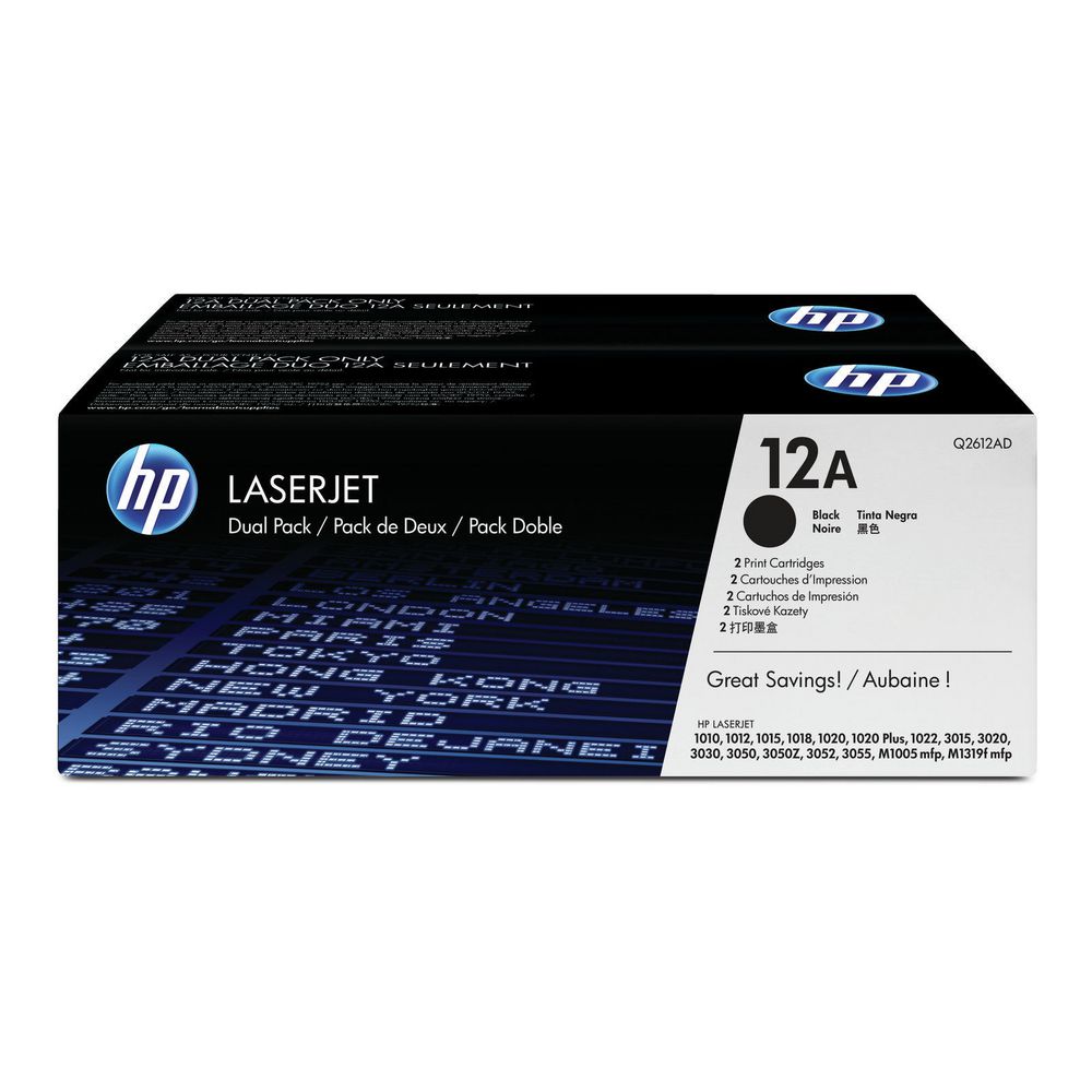 Hp 12A Black Dual Toner Pack 2X 2 000 Page Yield for Lj 10XX 30XX M1319F