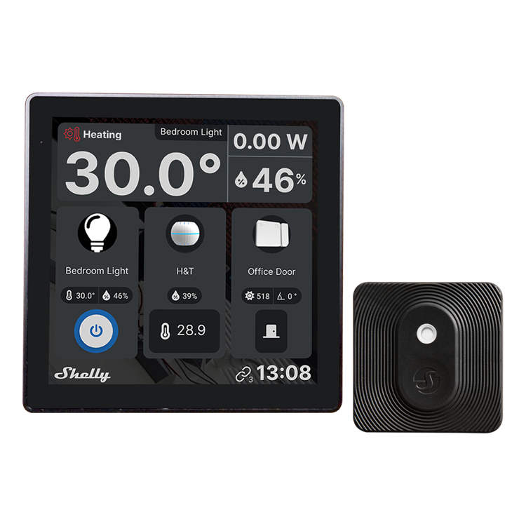 Shelly Wall Display Black with Smart Humidity and Temperature Sensor