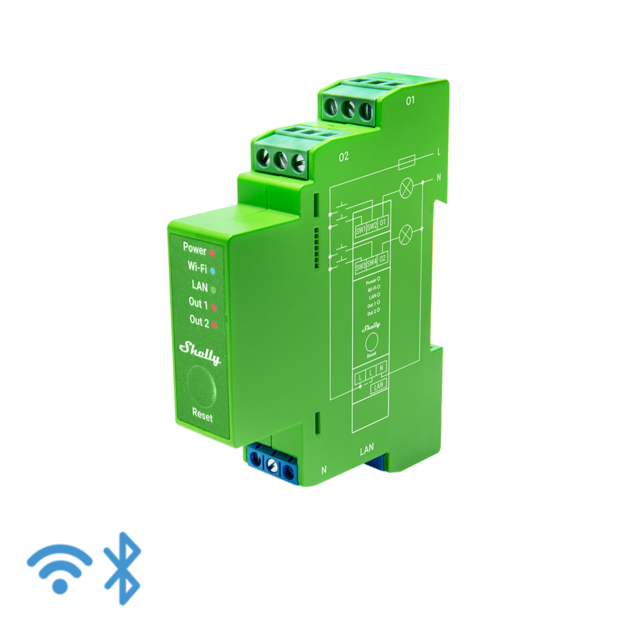 2 Circuit Din Rail Dimmer WI-FI Relay Switch with Power Metering