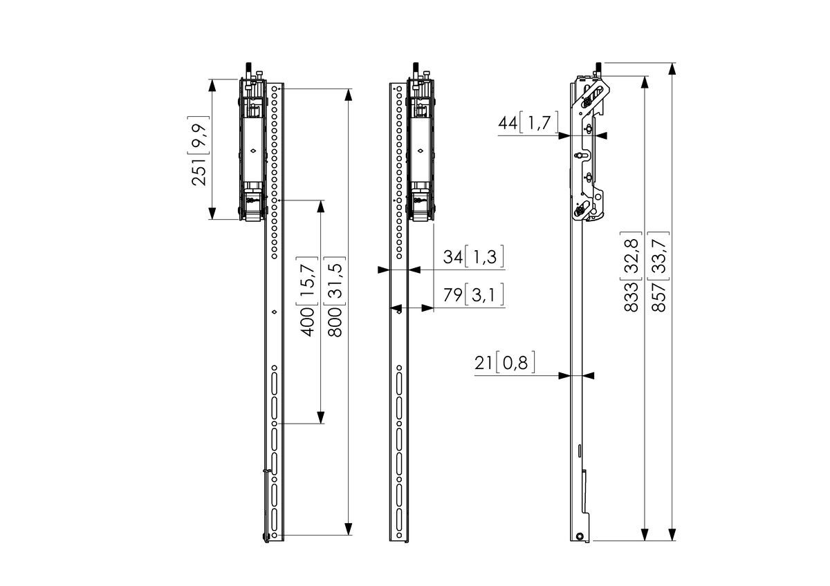Vogels Pfs 3508 Panel Mounts - Interface 3-D Adjustable Display Strips 800MM