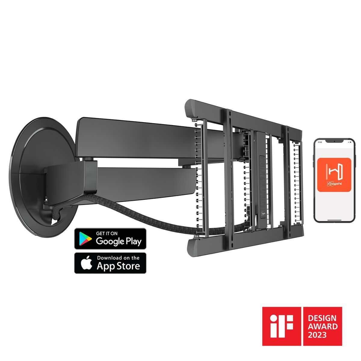 TVM7675B Medium/large Black Motorised Tv Wall Mount 40-77" Max 35KG Vesa Up to 600X400MM